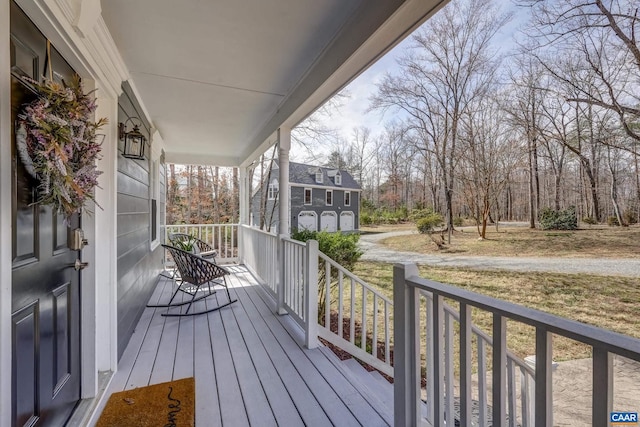 deck with a porch