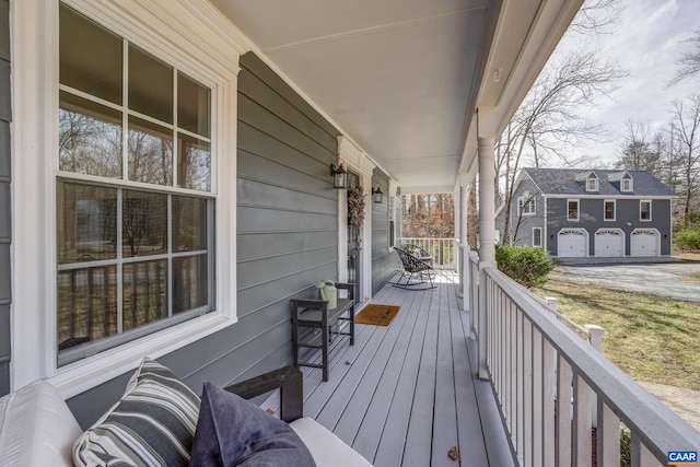 wooden deck featuring covered porch