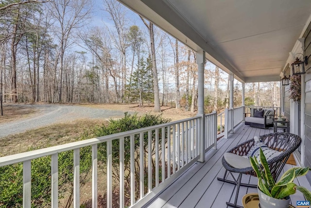 deck with covered porch