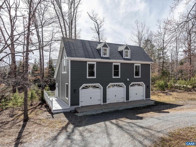 exterior space featuring a garage