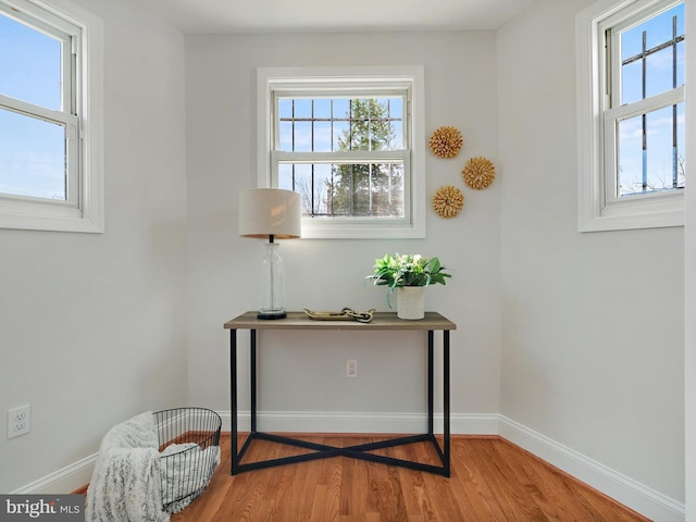 room details with baseboards and wood finished floors