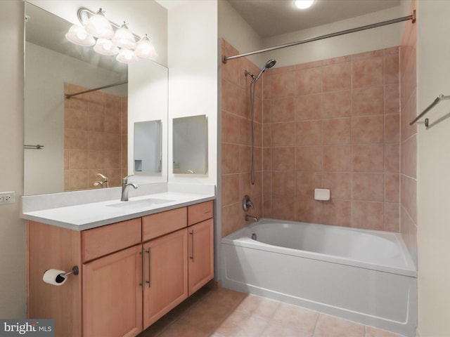 full bathroom with tile patterned floors, tub / shower combination, and vanity