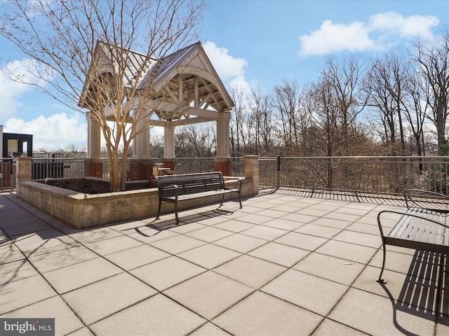 view of patio / terrace with a gazebo