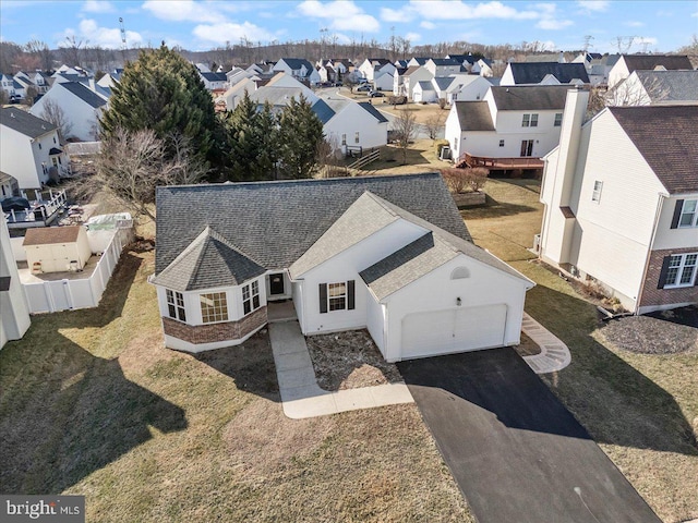 bird's eye view with a residential view