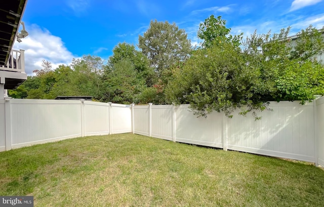 view of yard with a fenced backyard