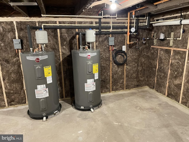 utility room featuring water heater