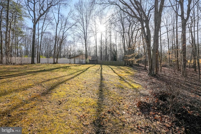 view of yard featuring fence