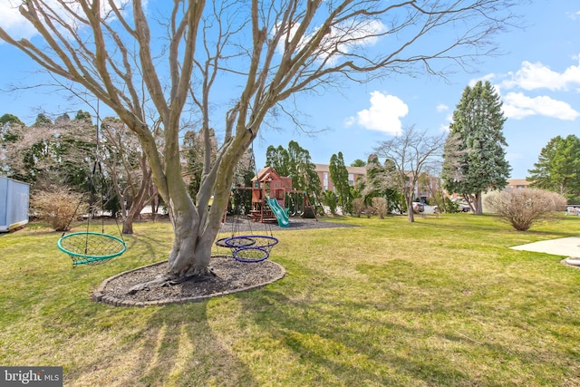 view of yard with a playground