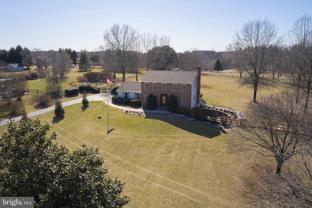 bird's eye view with a rural view