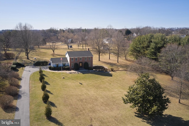 bird's eye view with a rural view