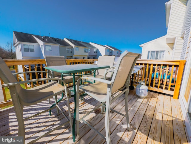 deck with a residential view