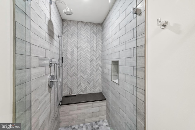 bathroom with a stall shower