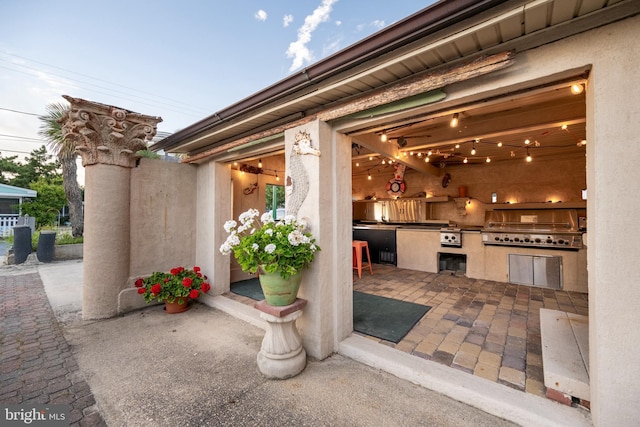 view of patio / terrace featuring a grill and an outdoor kitchen