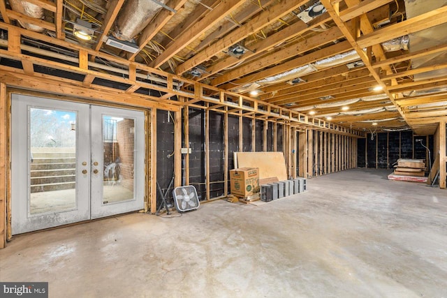 basement with french doors