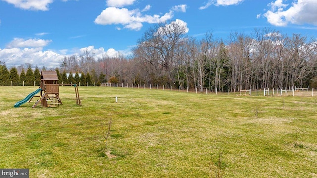 view of yard with a playground