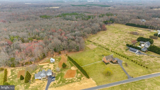 aerial view featuring a rural view