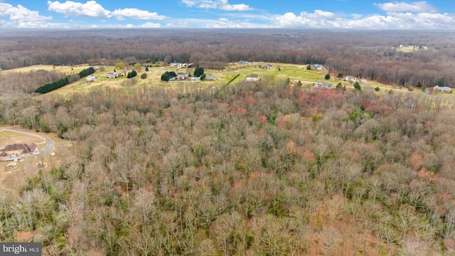 birds eye view of property featuring a forest view