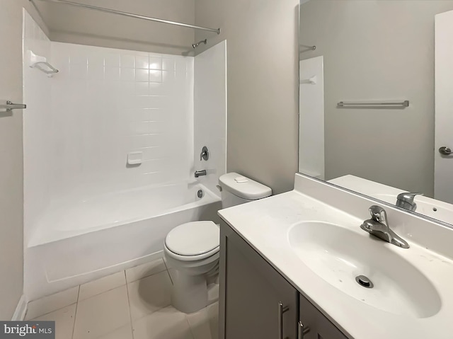 bathroom with vanity, toilet, and shower / bathtub combination