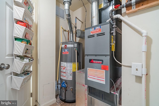 utility room featuring water heater