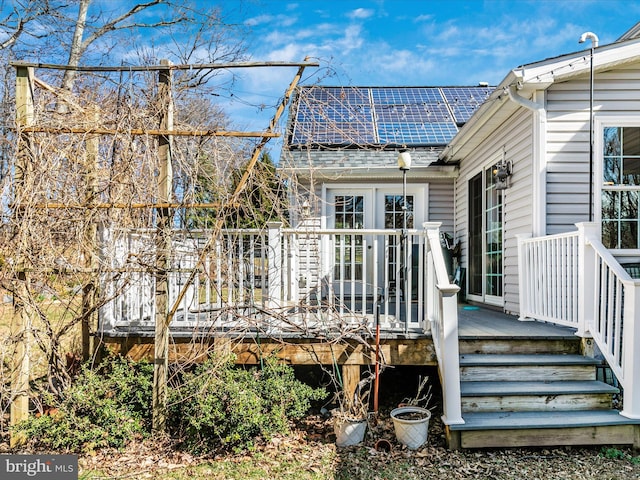 wooden deck with french doors