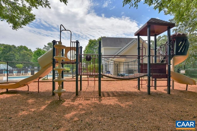 community play area with fence