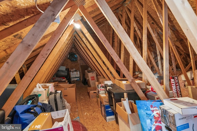 view of unfinished attic