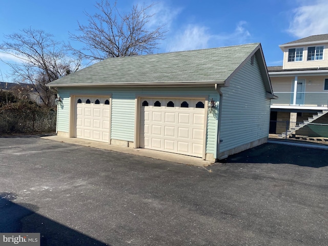 view of detached garage