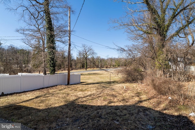 view of yard featuring fence