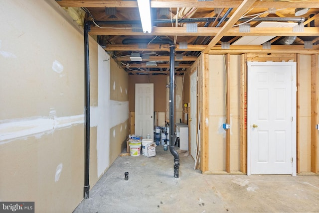 view of unfinished basement