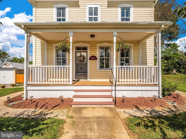 view of front facade featuring covered porch