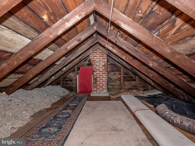 view of unfinished attic