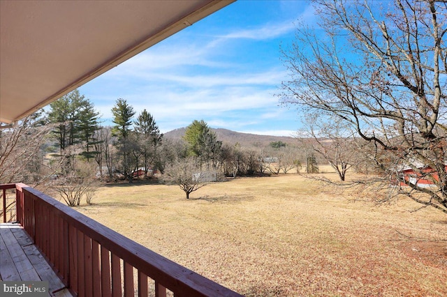 exterior space featuring a mountain view