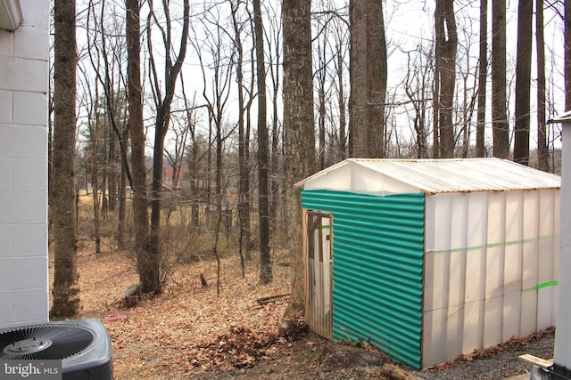 view of shed featuring central AC