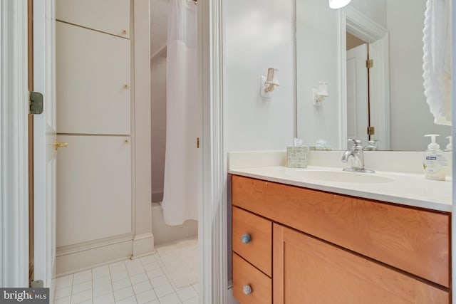 11520 Magnolia Ct, Issue, MD 20645 - bathroom with vanity, tile patterned flooring, and shower / bath combination with curtain