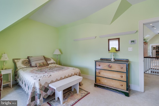 11520 Magnolia Ct, Issue, MD 20645 - bedroom featuring vaulted ceiling, carpet floors, and baseboards