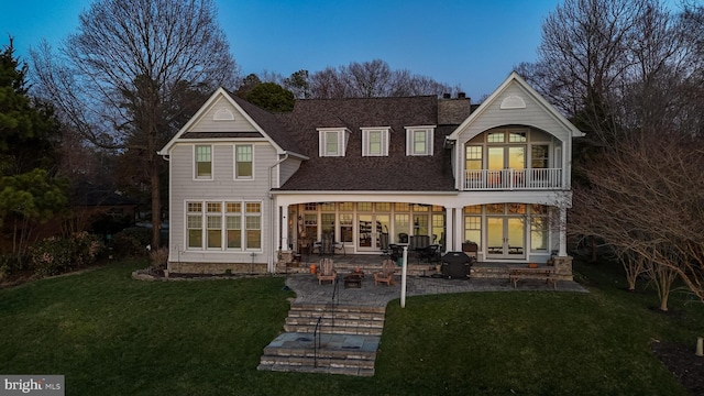 11520 Magnolia Ct, Issue, MD 20645 - rear view of property with french doors, a patio area, a chimney, and a yard