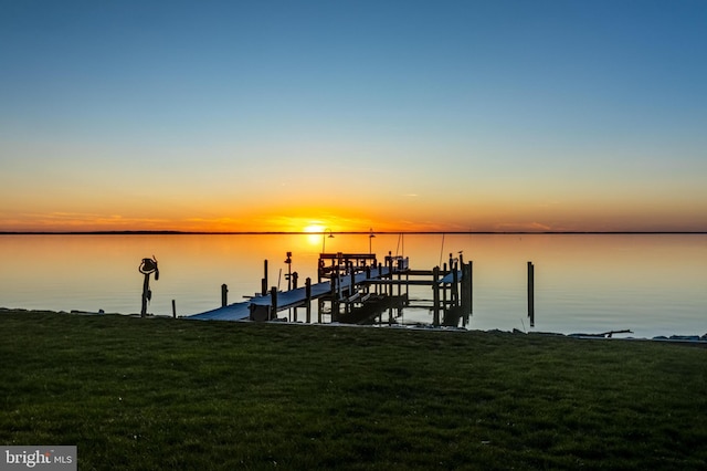 11520 Magnolia Ct, Issue, MD 20645 - dock area featuring a water view, a lawn, and boat lift
