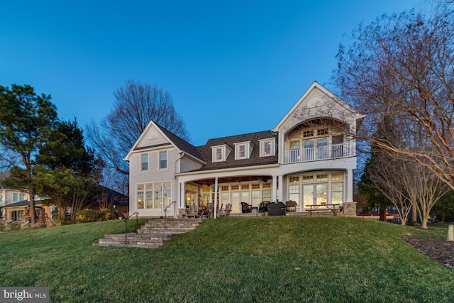 11520 Magnolia Ct, Issue, MD 20645 - back of property with a balcony, a yard, and a patio area