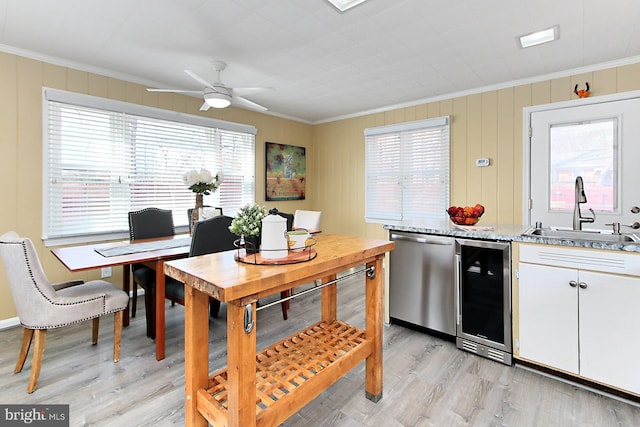 kitchen with a sink, stainless steel dishwasher, and a wealth of natural light