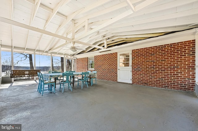 view of patio / terrace featuring outdoor dining space and a ceiling fan