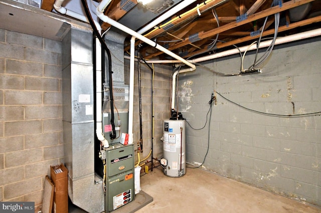 utility room with gas water heater