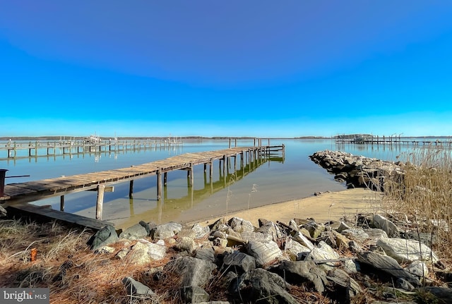 dock area with a water view