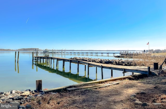 dock area featuring a water view