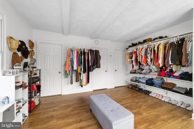 spacious closet with wood finished floors