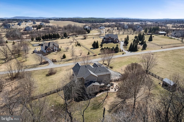 aerial view with a rural view