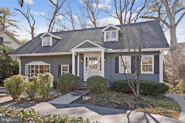 cape cod home featuring roof with shingles