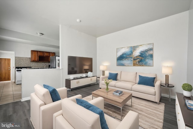 living room with wood finished floors