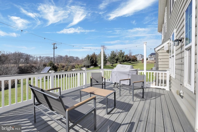 deck featuring area for grilling