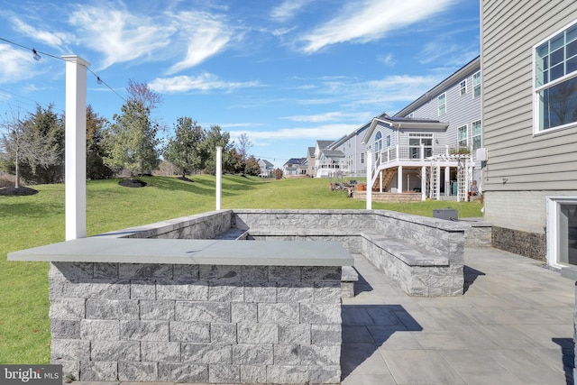 view of patio featuring stairs