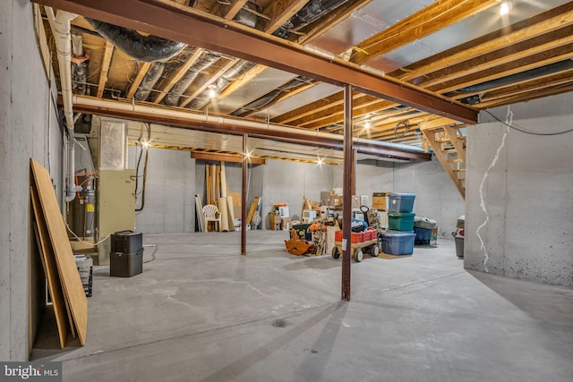 view of unfinished basement